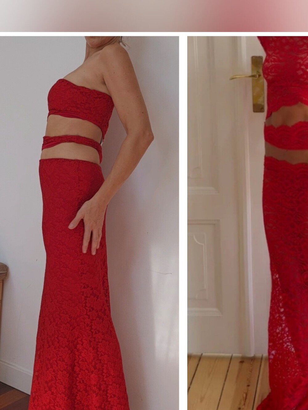Nwt Revolve Apple Red Lace Fall Maxi Dress SAMPLE S